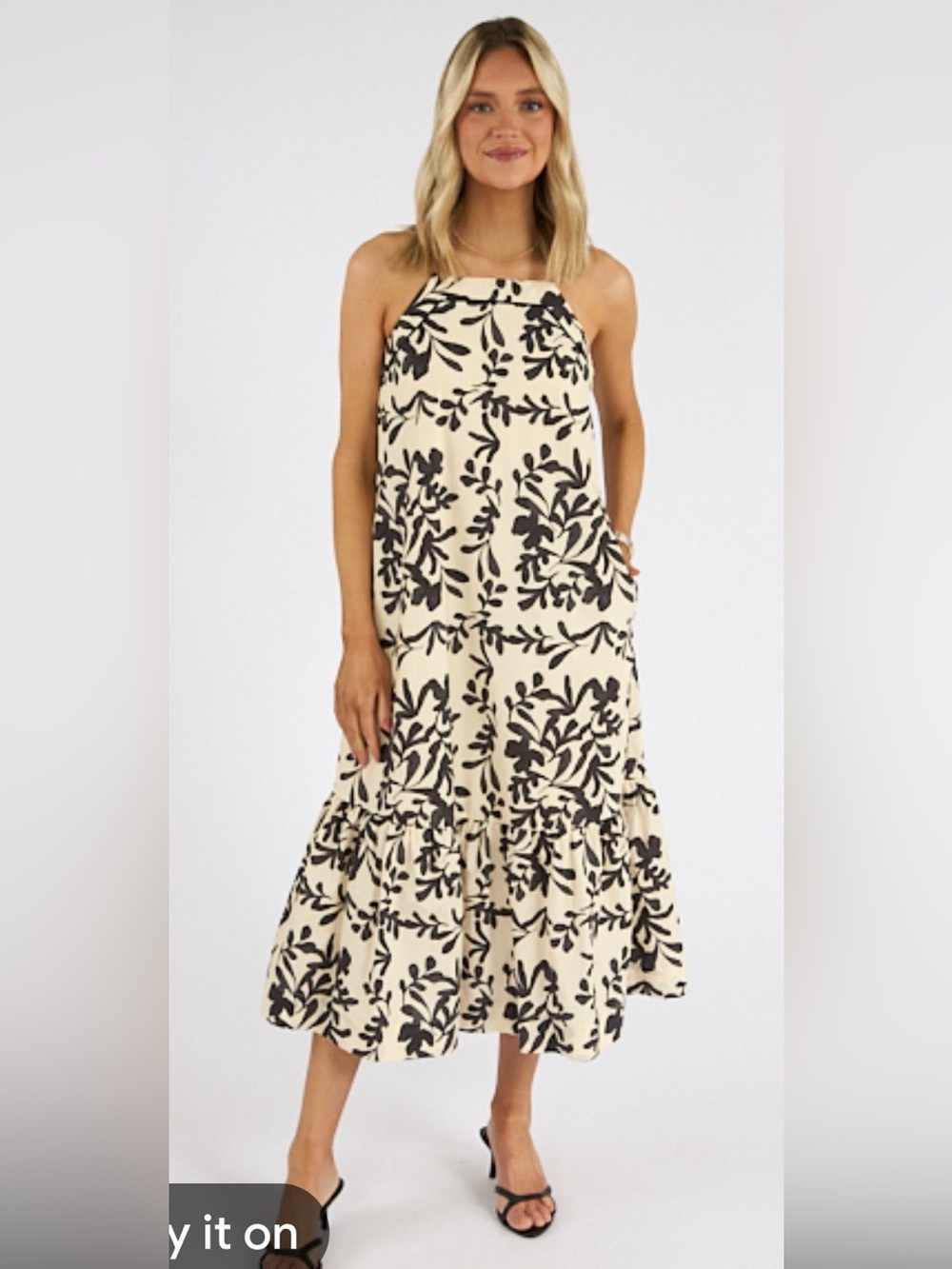 Rails Beige Maxi Dress with Black  Floral Print